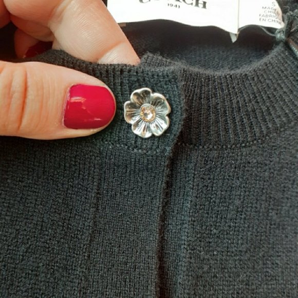 Coach Tea Rose Button Down Wool and Cashmere Cardigan Sweater Rare NEW - Picture 9 of 11